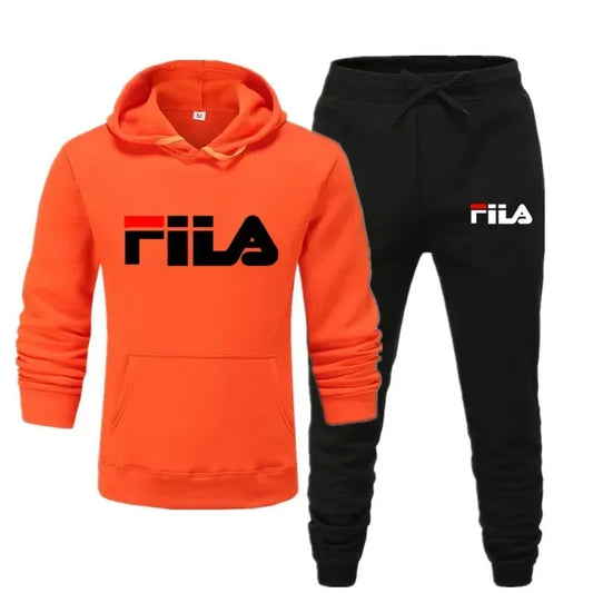Men's Outdoor Running Fitness Sportswear Set: Autumn and Winter Hoodie + Casual Pants Two-Piece Set