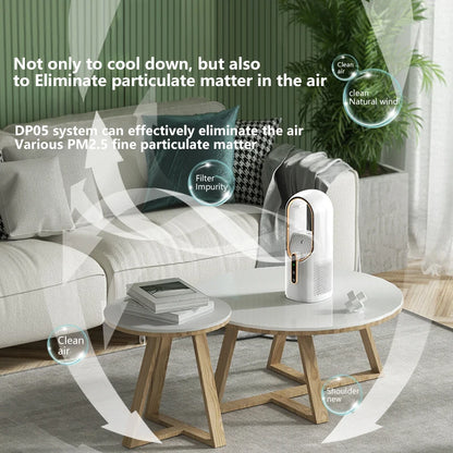 Portable USB Air Cooler Leafless Electric Desktop Fan 6 Speed Silent Timer Air Conditioner Cooling Humidifier Conditioning Fan
