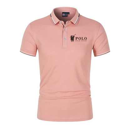 Men's premium summer polo shirt, quick drying, breathable, casual, business fashion, sports, short sleeved, men's clothing
