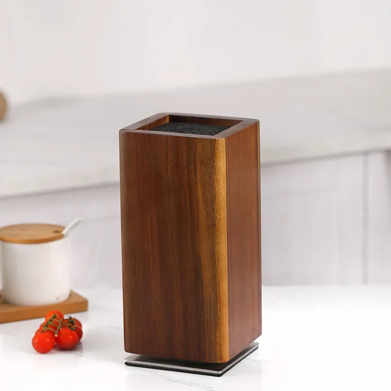 Magnetic Rotating Wood Knife Holder  360° Rotatable Knife Block For  Kitchen Knives Storage With Anti Slip Pad Wood Knife Board