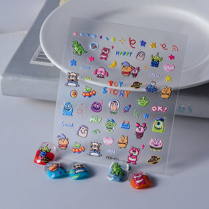 Sanrio Anime 5D Nail Stickers Hello Kitty Kurome Cartoon Stickers Nail Decoration Cute Melody Nail Art Decals Nail Art Supplies