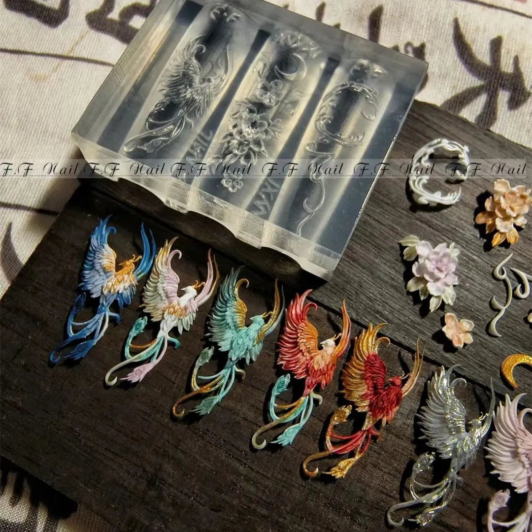 1pc  Snake Flamingo Jellyfish Dragon Dtream 3D Acrylic Mold  Nail Art DIY  Silicone  Nail Art Templates Nails Mold