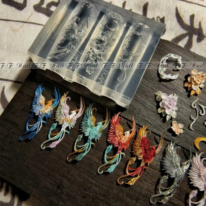 1pc  Snake Flamingo Jellyfish Dragon Dtream 3D Acrylic Mold  Nail Art DIY  Silicone  Nail Art Templates Nails Mold