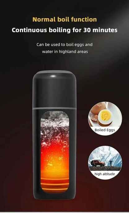 Hervidor eléctrico portátil para coche, 12 V, 24 V, 500 ml, para viaje, con aislamiento inteligente de acero inoxidable y pantalla OLED