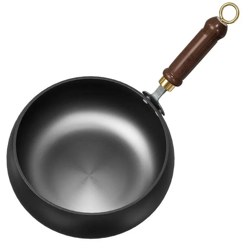 Handmade Forging NON-STICK PAN Household Stir Fry Stew Pot Flat Bottom Small Frying Pan Kitchen Gas Stove Universal Pan Cookware