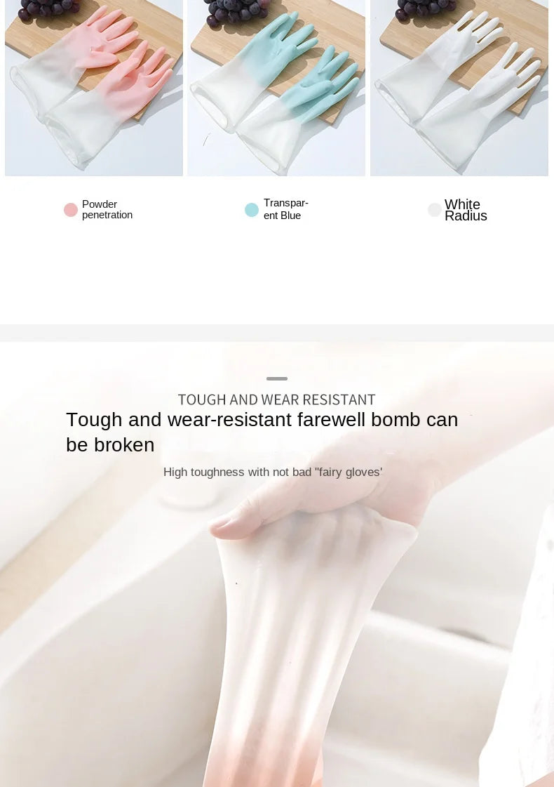 Household Dishwashing Gloves for Women, Waterproof Rubber Gloves for Washing Clothes, Thin Household Latex Gloves for Brushing Bowls #2723