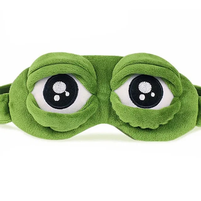 Máscara de sono do sapo triste 3D para homens e mulheres, sombra natural para dormir, olho de sombra, venda portátil macia, tapa-olho de viagem