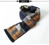 Designer Brand Plaid Men's Cashmere Scarf Winter Warm Scarves Shawls Casual Business Long Wraps Pashmina Christmas Gift for Man