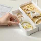 Caja de almacenamiento de joyas, soporte de exhibición con bandeja de madera para pulsera, collares, anillos, organizador colgante para el hogar