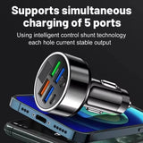 300W PD Car Charger 6 Ports Fast Charging QC3.0 USB C Car Phone Charger Type C Adapter Dual PD Super Fast with Digital Display