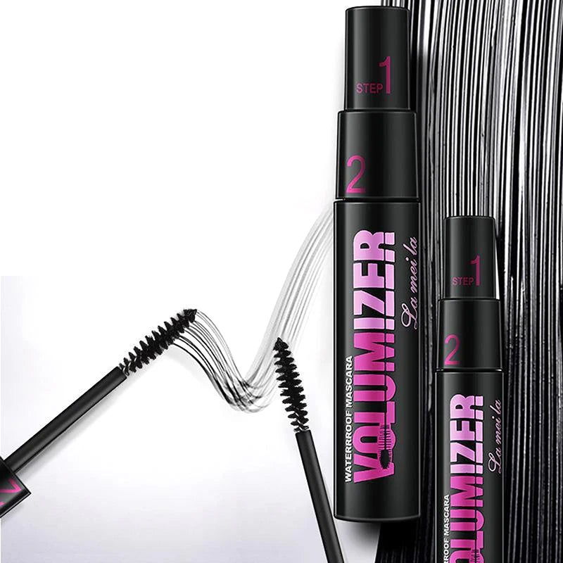 1PC 2in1 Black Double Purpose Mascara Waterproof Lengthen Lash Extension Sweatproof Curling Brushes Eye Fiber Mascara Eyelashes