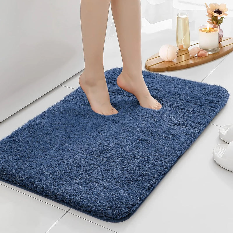 Alfombra de baño antideslizante con absorción de agua, alfombra de baño gruesa, alfombra de pelo largo, alfombra de inodoro duradera y lavable a máquina