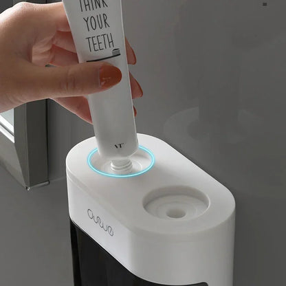 Exprimidor automático de pasta de dientes de pared, dispensador de pasta de dientes, soporte magnético para cepillos de dientes, estante para pasta de dientes, accesorios de baño