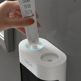 Exprimidor automático de pasta de dientes de pared, dispensador de pasta de dientes, soporte magnético para cepillos de dientes, estante para pasta de dientes, accesorios de baño