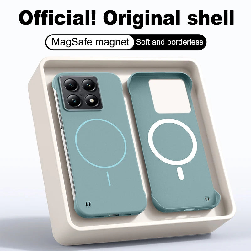 Frameless Ultra Thin Magnetic Case For Xiaomi 14T Pro Magsafe Hard PC Matte Shockproof Cover For MI14T 14TPro Shell Bumper