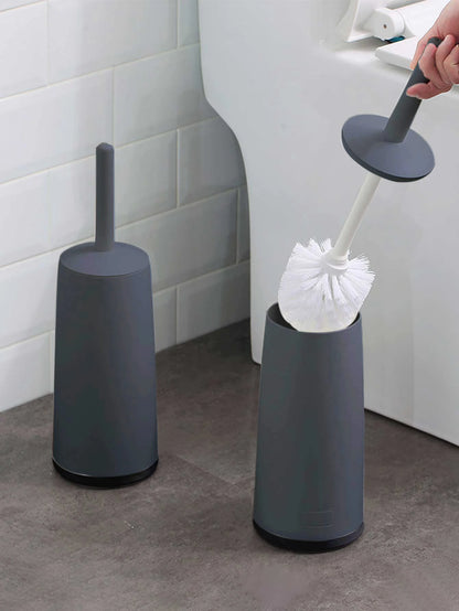 WORTHBUY Cepillo de inodoro de plástico con base de pie, mango largo, cepillo de limpieza para inodoro, accesorios de baño, herramientas de limpieza