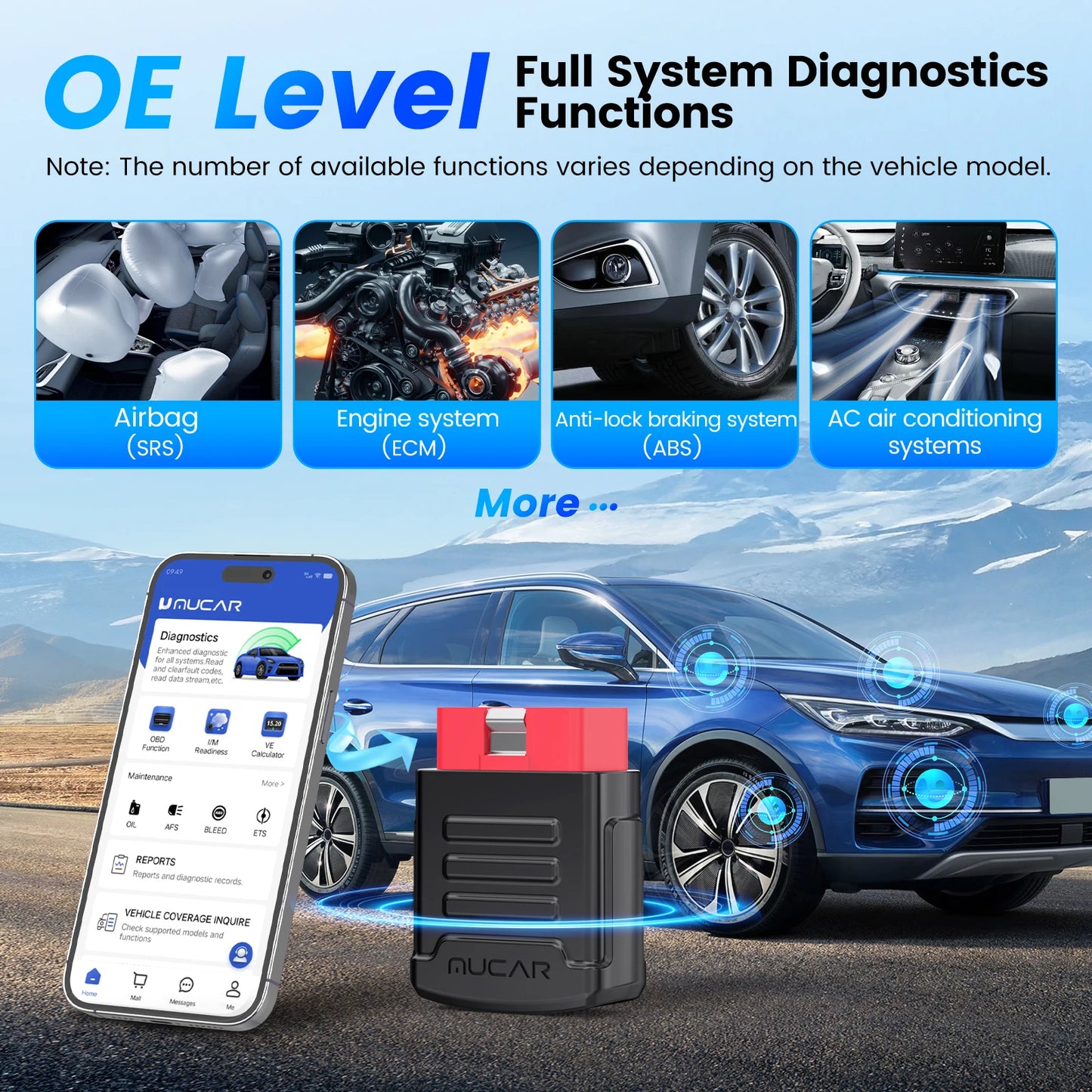 MUCAR BT200/BT200 Pro OBD2 Scanner Diagnostic Tool Bluetooth, Full System Automotive Scan Tool Free Oil/SAS 15 Reset Code Reader