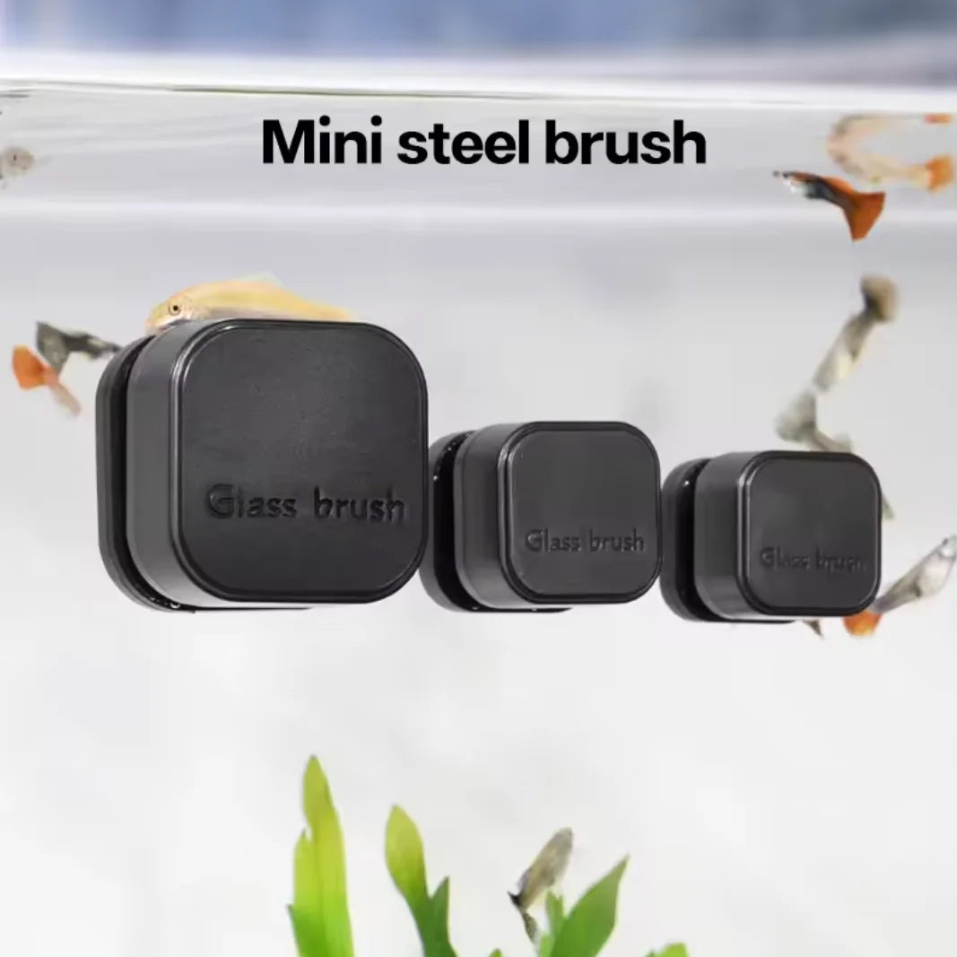 Mini Square Magnetic Brush Aquarium Glass Cleaner Scratch-Resistant Glass Cleaner Magnetic Brush for Small Aquarium Fish Tank