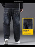 Mens Large Size Black Jeans 10XL Oversize High Waist Loose Trousers Husband Plus Size Loose Denim Trousers Blue Male Denim Pants