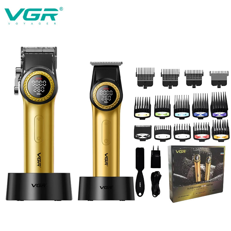 VGR 001 977 new hair trimming set high-end men's hair clipper intelligent digital display electric carving and whitening trimmer