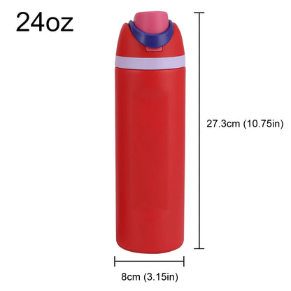 Copo de água portátil com palha e alça, garrafa esportiva, aço inoxidável 304, garrafa de vácuo de viagem, copo térmico, 32 oz, 24 oz, 19oz