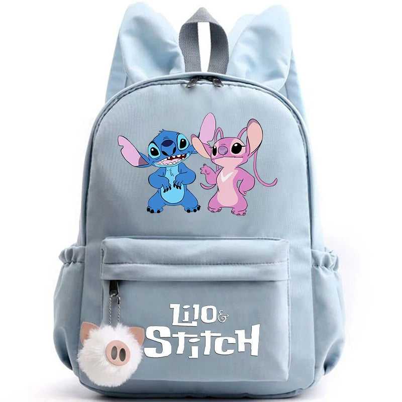 Mochila Disney Lilo Stitch para niñas, niños y adolescentes, informal, escolar, de viaje, con orejas de conejo