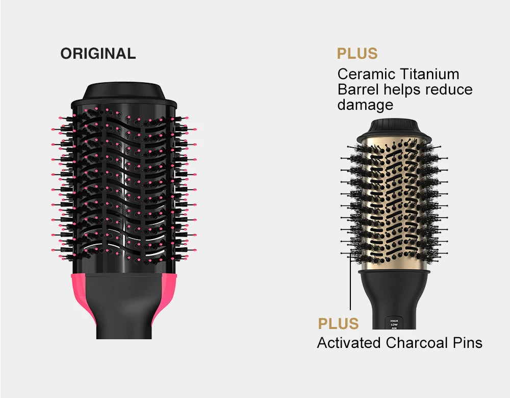 LISAPRO Elegant Black Gold Hair Blow Dryer Brush and Volumizer& One-Step Hot Air Brush 2.0 for Drying&Straightening,&Volumizing
