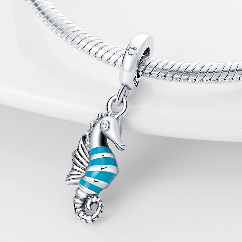 Ocean Series - Original Genuine 925 Sterling Silver Turtle Crab Mermaid Charm Beads Suitable for 3mm Bracelet DIY Making Pendant