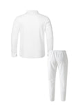 Men's Textured 2 Piece Outfits Lapel Collar Button Down Shirt Jacket & Drawstring Pants Set Casual Streetwear Tracksuit