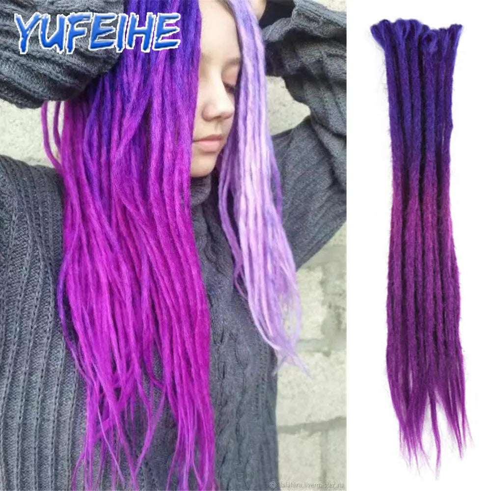 20 Polegada sintético 100% artesanal dreadlock extensões de cabelo fino crochê trançado cabelo backcombed dreads reggae estilo cabelo hippie