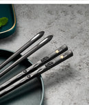 5Pairs Janpanese Reusable Chopsticks Black Sushi Sticks For Food Noodles Alloy Chinese Korean Chopsticks Kitchen Tableware