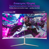 FYHXele 27" Curved Screen Gaming Office Displays Freesync/Gsync 1080P 99%sRGB 100HZ MVA VESA Low Blue Light&Flicker-Free Monitor