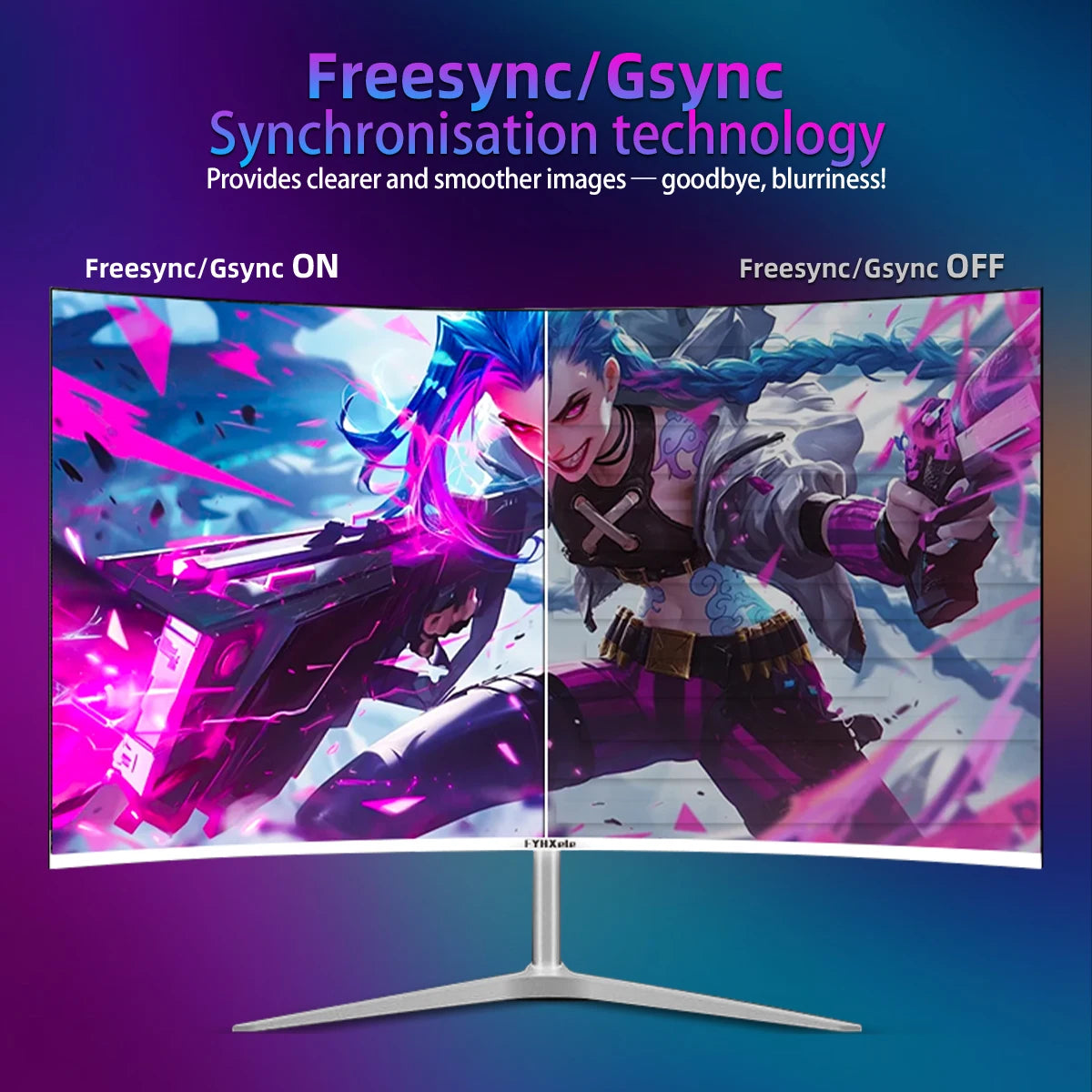 FYHXele 27" Curved Screen Gaming Office Displays Freesync/Gsync 1080P 99%sRGB 100HZ MVA VESA Low Blue Light&Flicker-Free Monitor