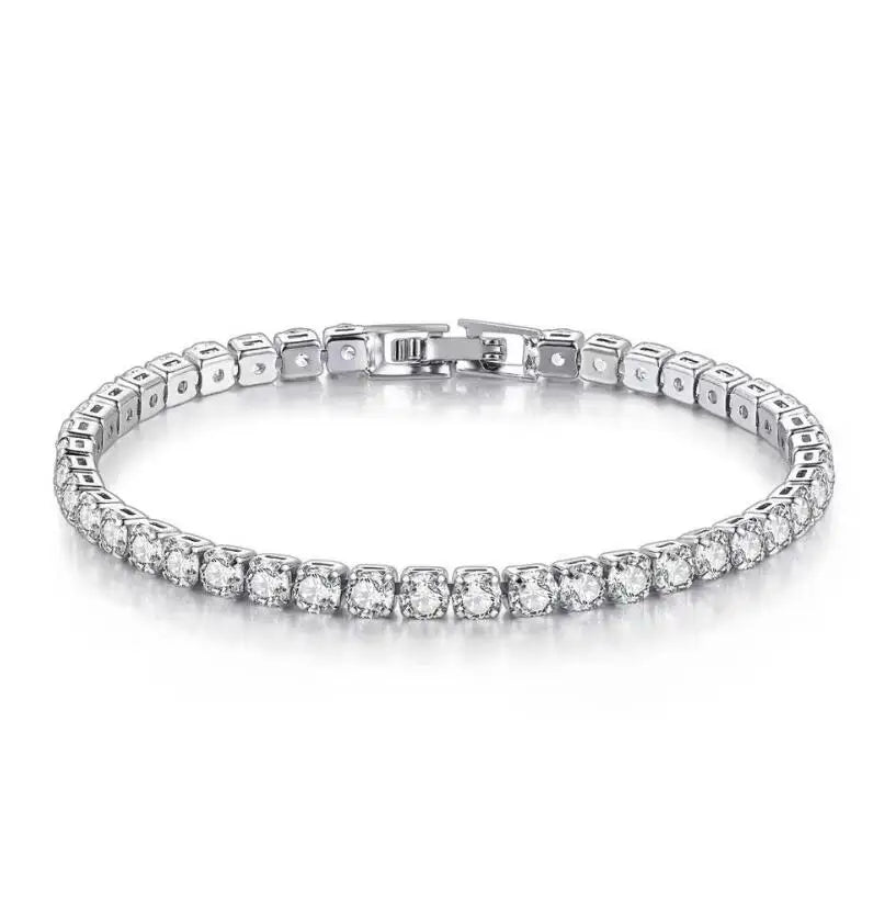 Pulsera de tenis de moissanita auténtica de 3 mm D VVS, con brillo de diamante, sólida S925, joyería para boda, regalo para mujer.