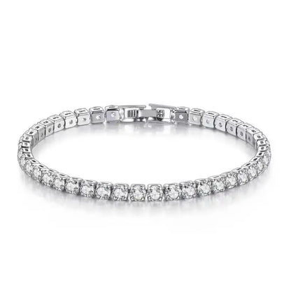 Pulsera de tenis de moissanita auténtica de 3 mm D VVS, con brillo de diamante, sólida S925, joyería para boda, regalo para mujer.
