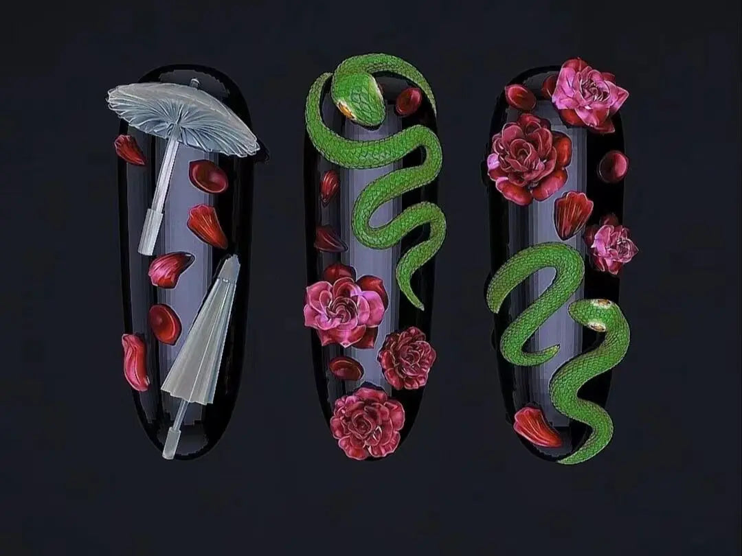 1pc Bowknot Candles Jellyfish Shell Rose Leaf  3D Acrylic Mold Nail Art Decoration Nails DIY Design Silicone  Nails Mold