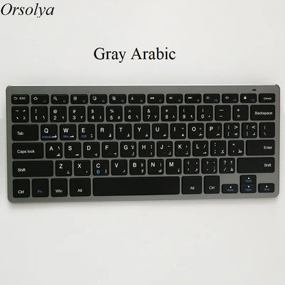 Bluetooth Keyboard Mini Ultra Thin Portable Wireless Keyboard Spanish Russian Layout for Tablet/iPad/Laptop/Phone