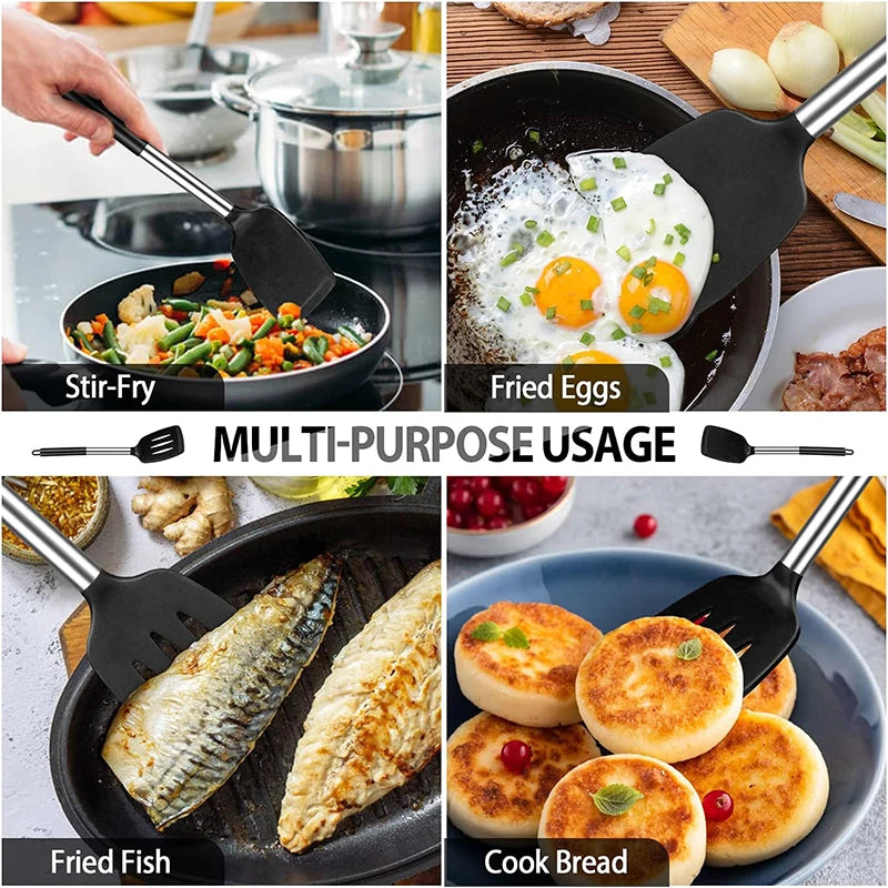 2Pcs Silicone Spatula Set Heat Resistant Nonstick Steak Spatula Kitchen Cooking Utensils Cookware Cooking Tool Set Spatula Kit