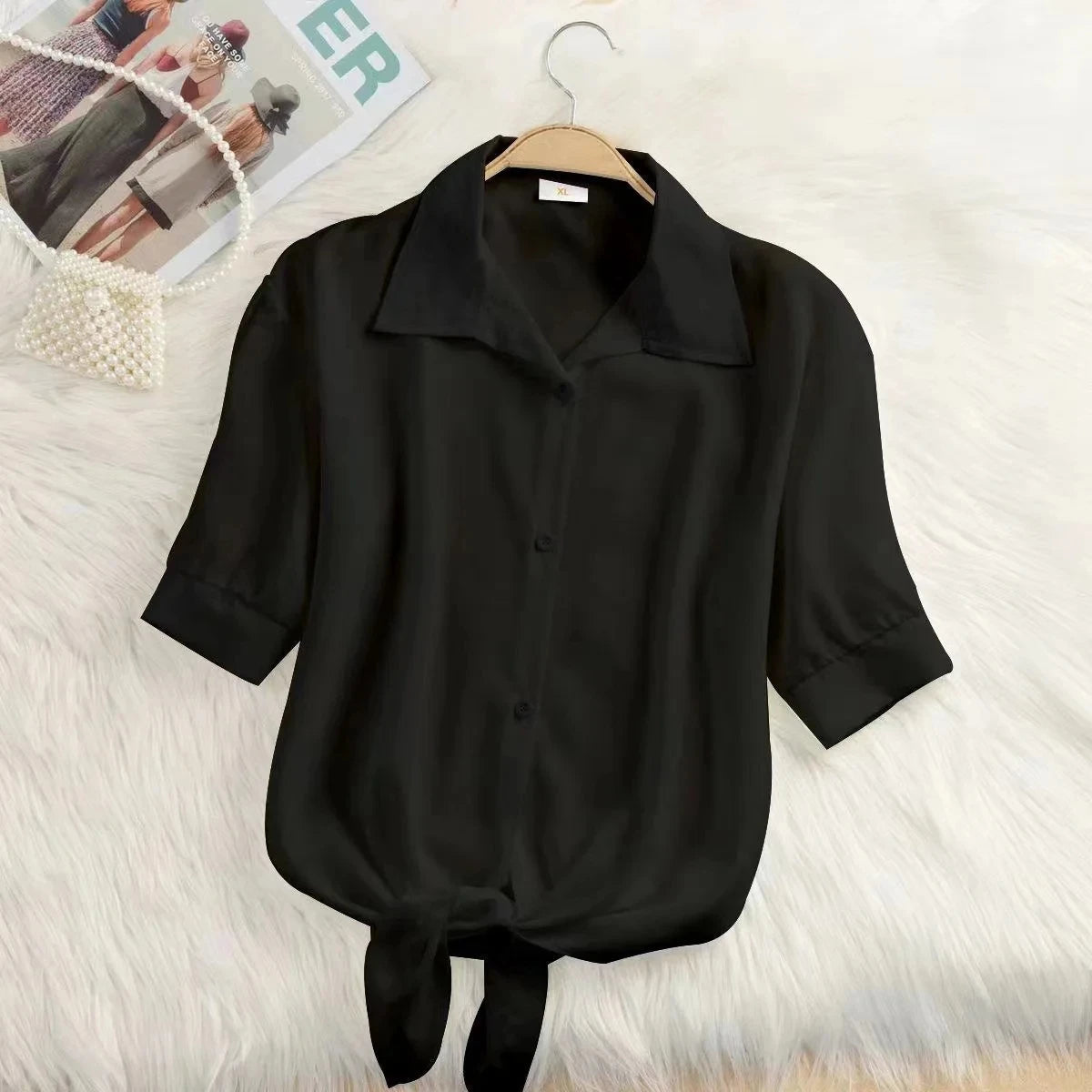 2025 New Women's Tops Fashion Women Summer Chiffon Blouse Short Sleeve Casual Shirt White Ropa Mujer Blusas Feminino