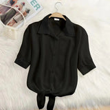 2025 New Women's Tops Fashion Women Summer Chiffon Blouse Short Sleeve Casual Shirt White Ropa Mujer Blusas Feminino