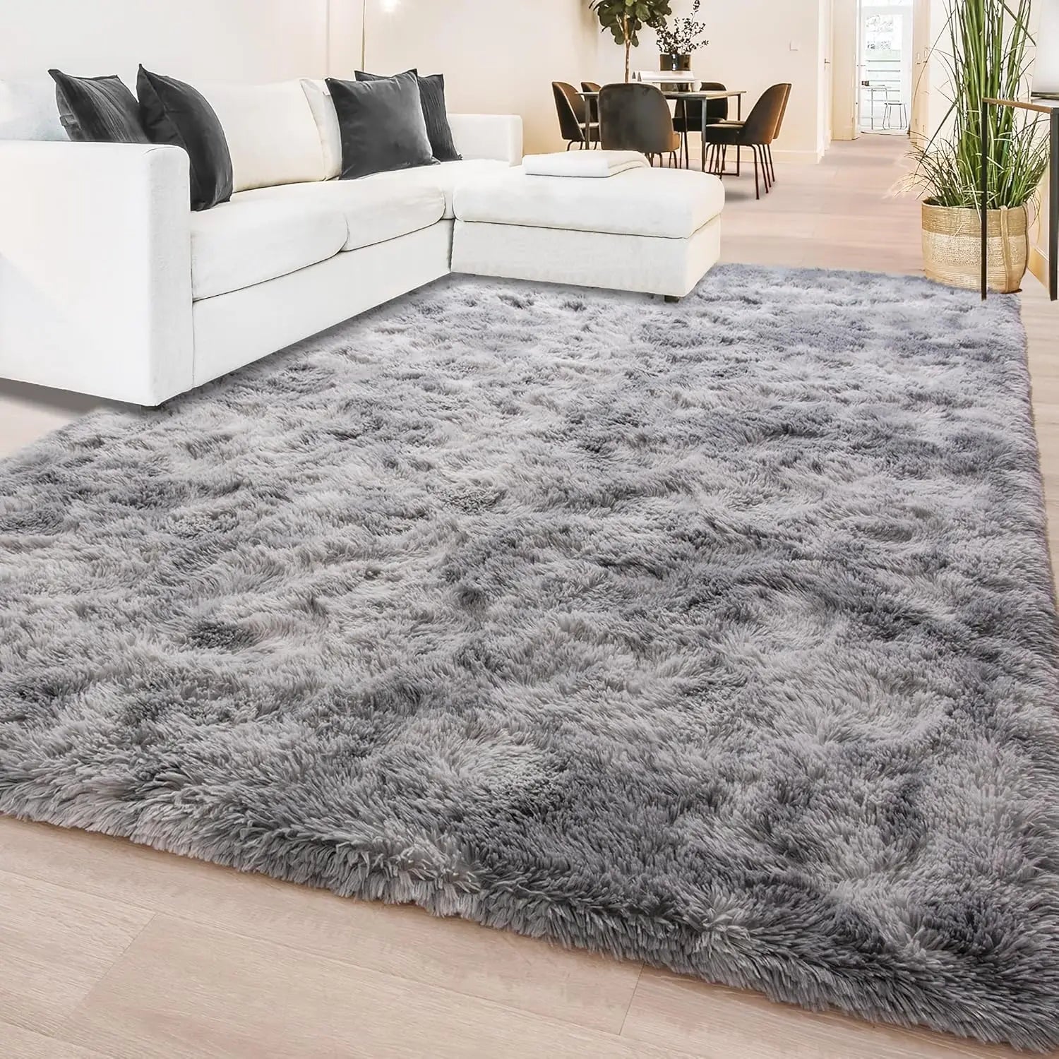 Soft Area Rugs for Living Room Non-Slip Thick Plush Carpets for Winter Anti-Slip Fluffy Artificial Velvet Rugs Soft Gray Carpets
