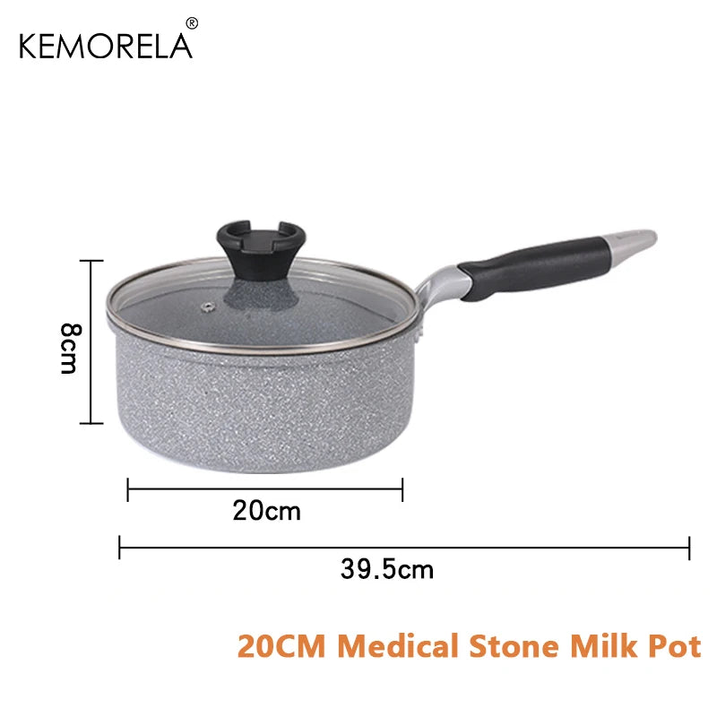 Durable Stone Frying Pan 28/26/24/20cm Wok Non-stick Pan Skillet Cauldron Induction Cooker Pans Pancake Egg Gas Stove Home