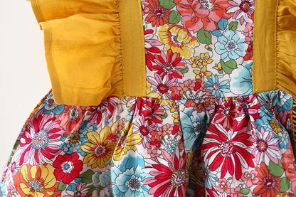 Vestido de verano para niña con tirantes y flores fragmentadas, sin mangas, de princesa, para recién nacida de 0 a 3 años, incluye gorro.