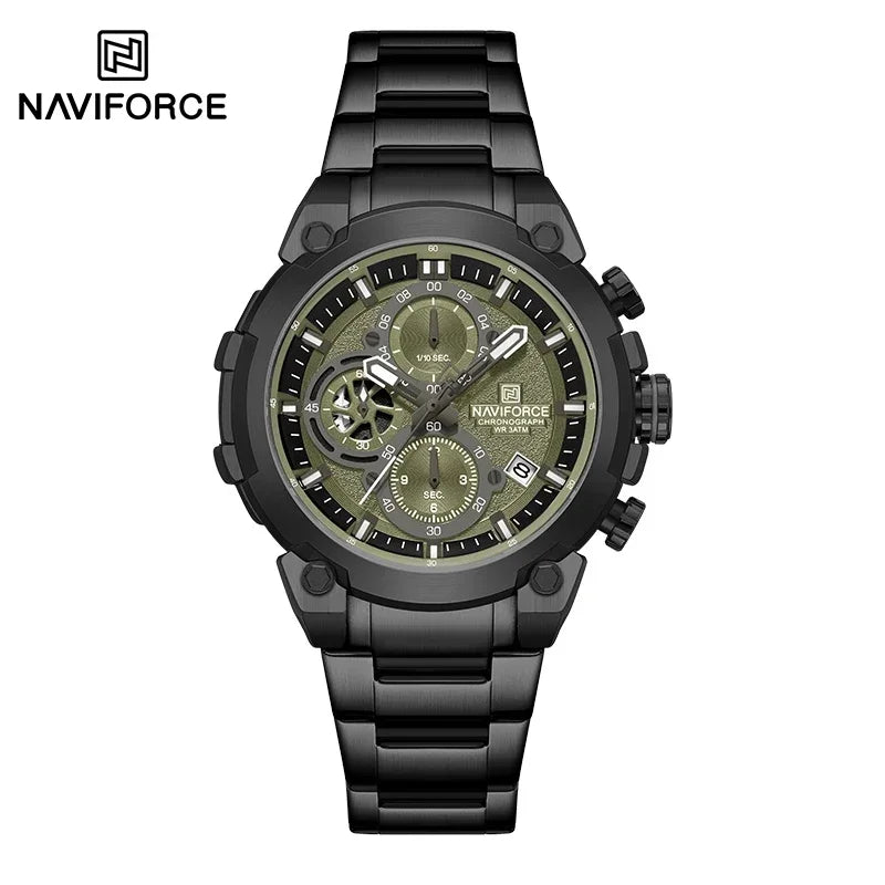 NAVIFORCE Original Watch for man 2025 New Stainless Steel Waterproof Chronograph Classic Quartz Wristwatch Brand Men Watch Gifts