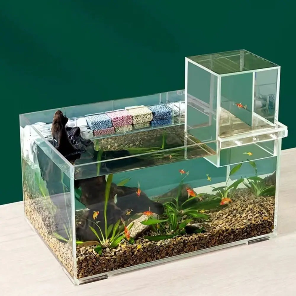 Landscaping Negative Pressure Fish Tank Easy to Install Eye-catching Acrylic Suspended Fish Tank Unique
