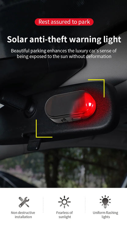 Car Fake Security Light Solar Powered Simulated Dummy Alarm Wireless Warning Anti-Theft Caution Lamp LED Blue/Red Flashing Light