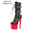 Nightclub Platform Women's Shoes 8 Inch Pole Dancing Pumps 20CM Thin High Heels Mid Tube Boots Design Buckle Sexy Stripper Show