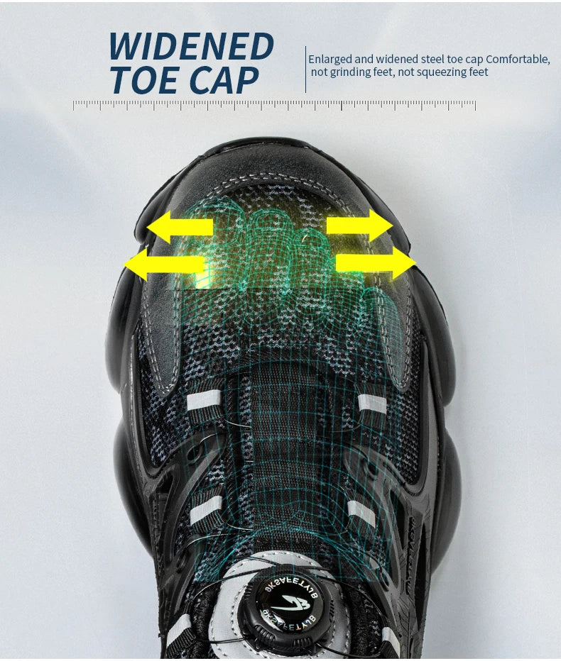 Rotating Button Safety Shoes Men Steel Toe Sneaker Air Cushion Work Shoes Man Puncture Proof Work Safety Boots Protective Shoes