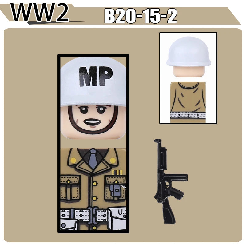 WW2 Military Soldier Figures Building Blocks Soviet British Army German Camouflage Warrior Infantry Accessories Bricks Toys Gift