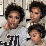 Pixie Cut Wig Short Curly Human Hair Wigs Brazilian Wig Cheap Remy Hair 13X1 Transparent Lace Wigs For Women Sale